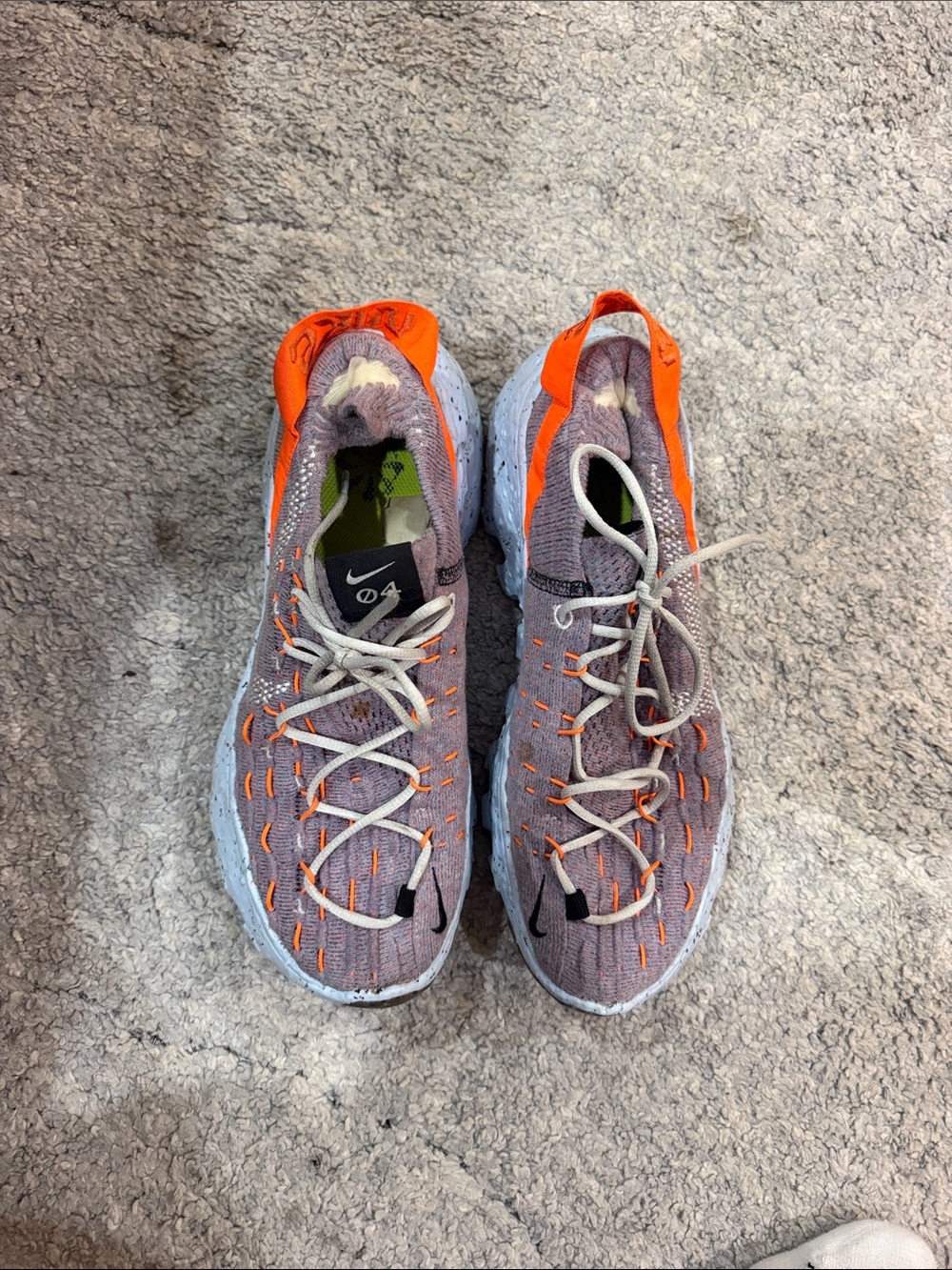 Nike Women’s Knit Running Sneakers in Purple with Orange Accents